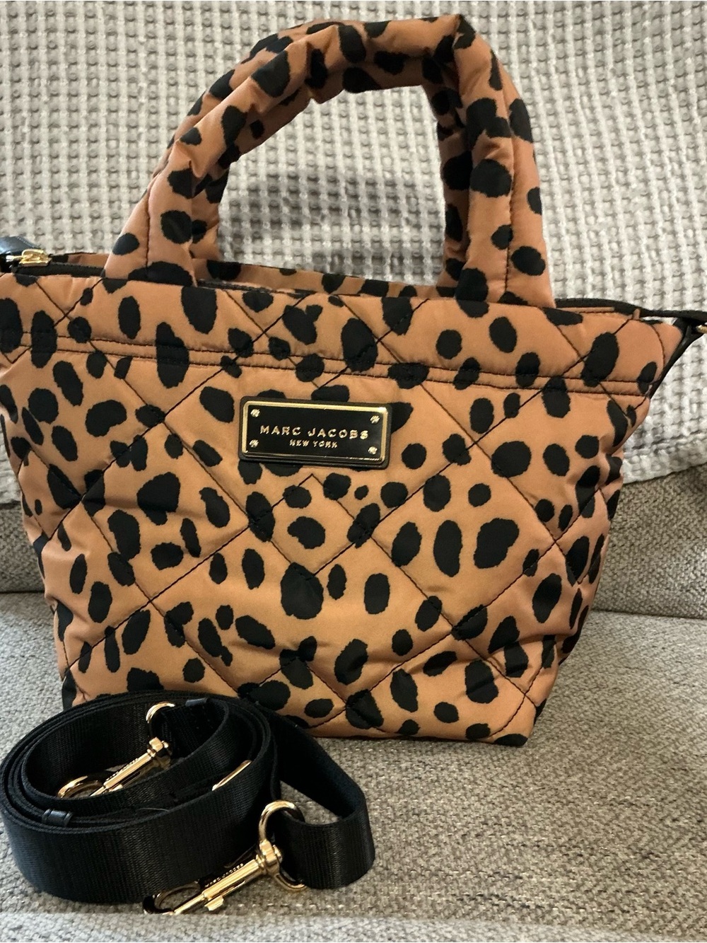Marc Jacobs Mini Cheetah Print Quilted Nylon Tote Bag - Picture 2 of 8